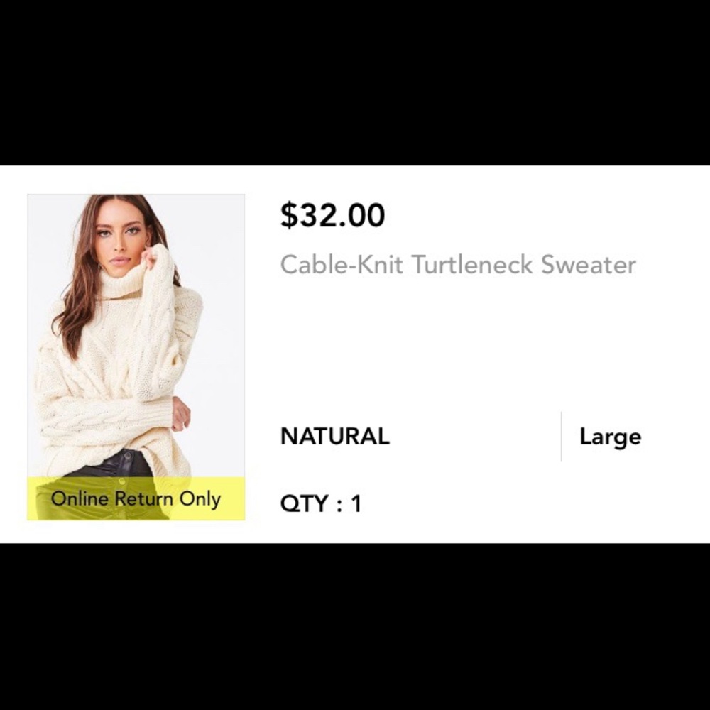 NWT Oversized Cream Turtleneck